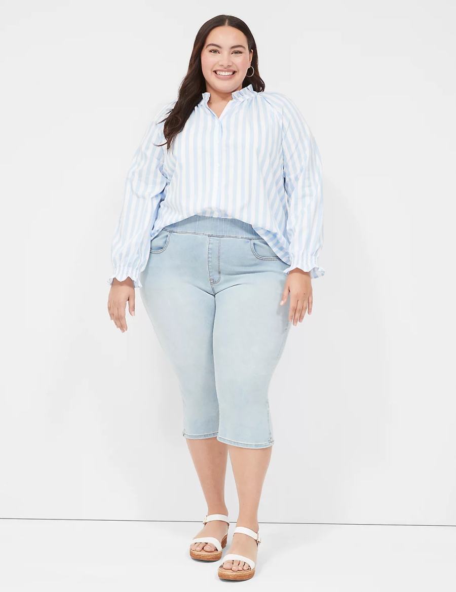 Lane Bryant Pull-On Fit High-Rise Pedal Women Jeggings Light Blue | GJL4141YJ