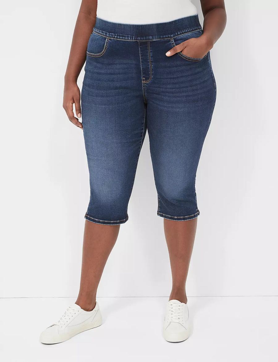 Lane Bryant Pull-On Fit High-Rise Pedal Women Jeggings Blue | OMT6128BM