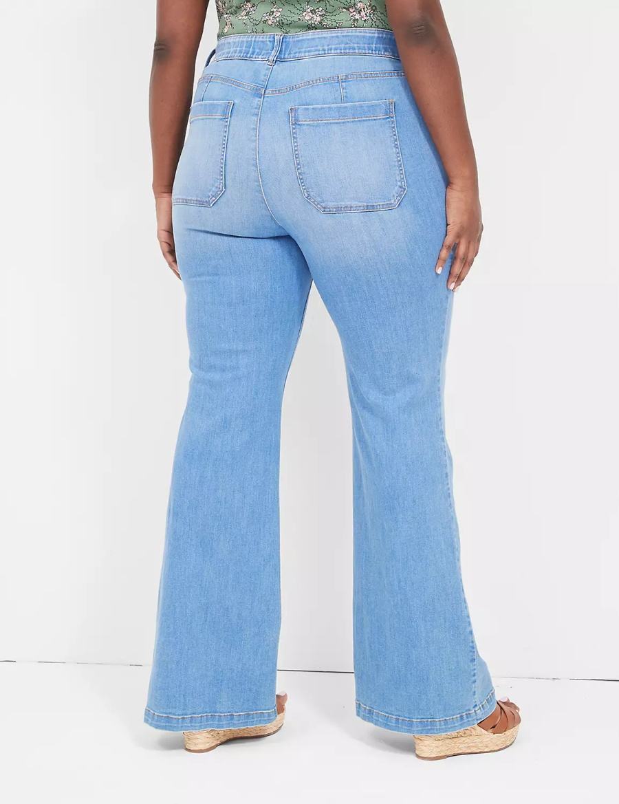 Lane Bryant Pull-On Fit High-Rise Sailor Flare Women Jeans Blue | DGP4331IJ