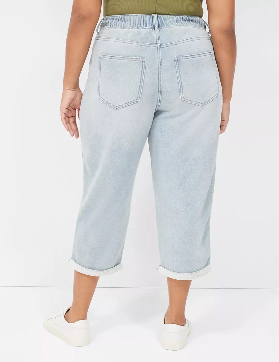 Lane Bryant Pull-On Fit Knit Boyfriend Capri Women Jeans Light Blue | ADM8716RD