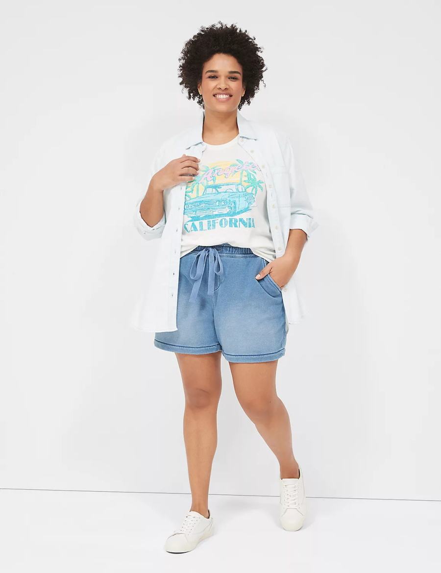 Lane Bryant Pull-On Fit Relaxed Knit Women Shorts Light Blue | RGB3321CZ