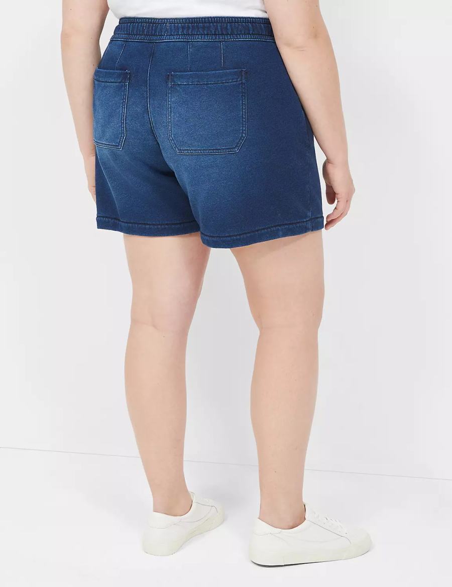 Lane Bryant Pull-On Fit Relaxed Knit Women Shorts Blue | XYU9258ES