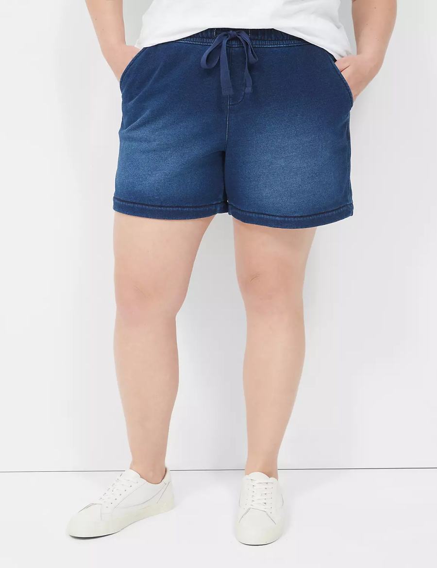 Lane Bryant Pull-On Fit Relaxed Knit Women Shorts Blue | XYU9258ES