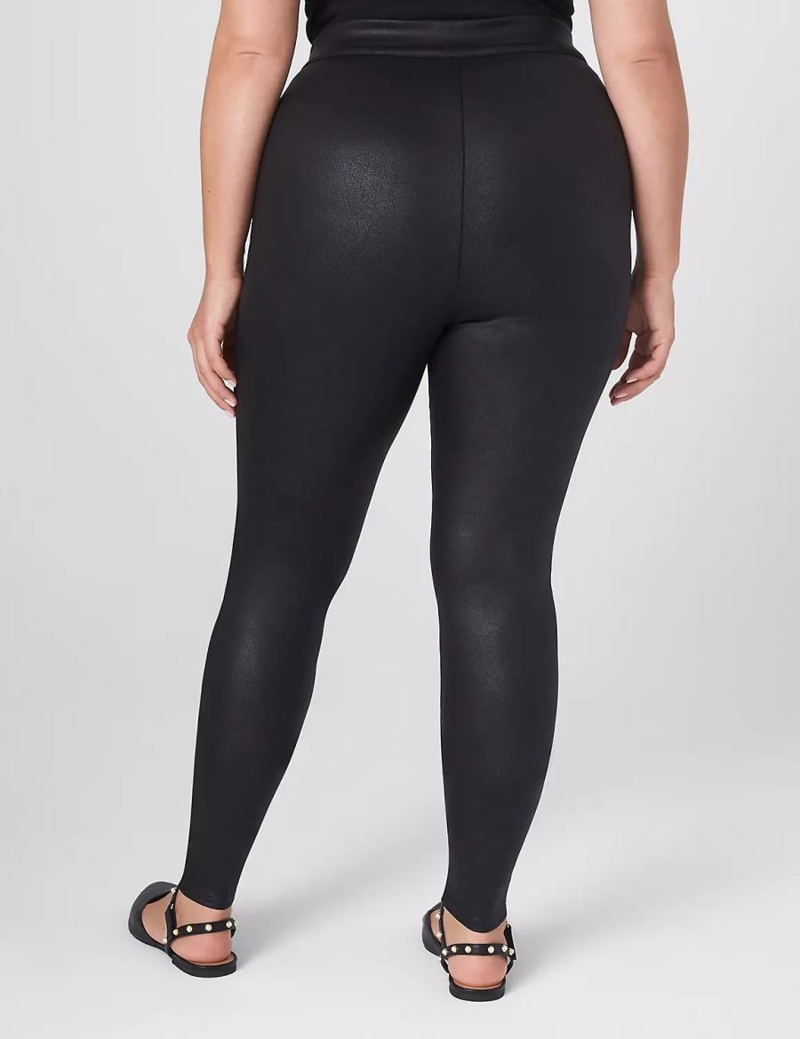 Lane Bryant Pull-On High-Rise Ponte - Coated Women Leggings Black | WZZ5268YL