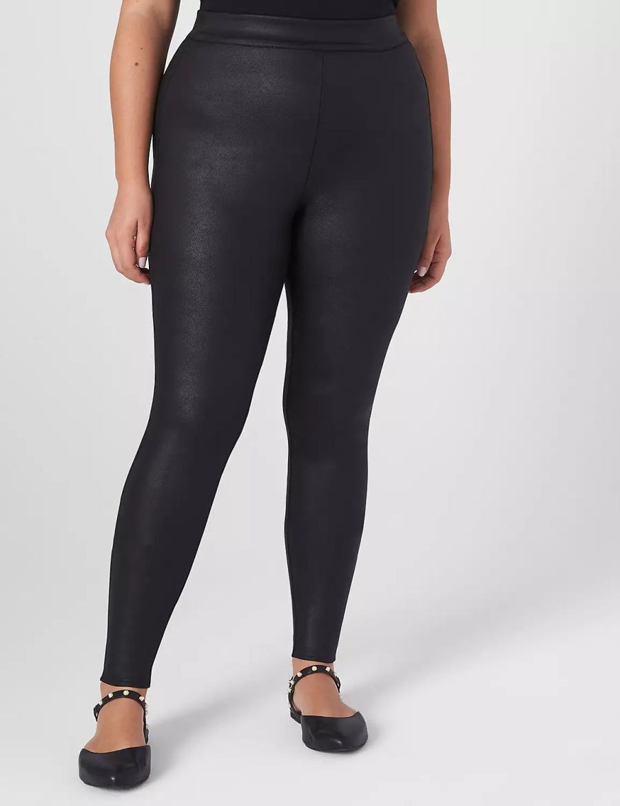 Lane Bryant Pull-On High-Rise Ponte - Coated Women Leggings Black | WZZ5268YL