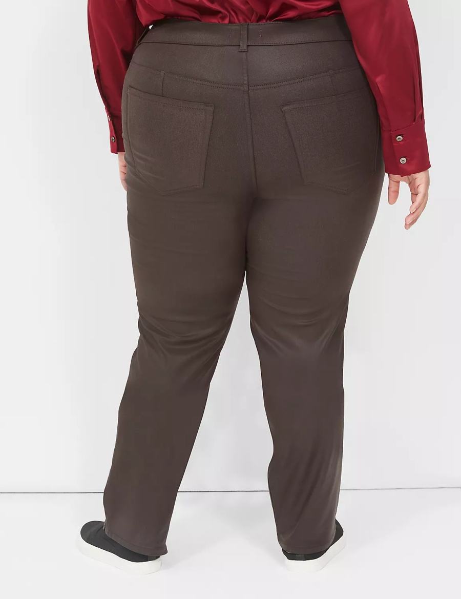 Lane Bryant Pull-On High-Rise Straight Coated Women Jeans Chocolate | VQC659SN