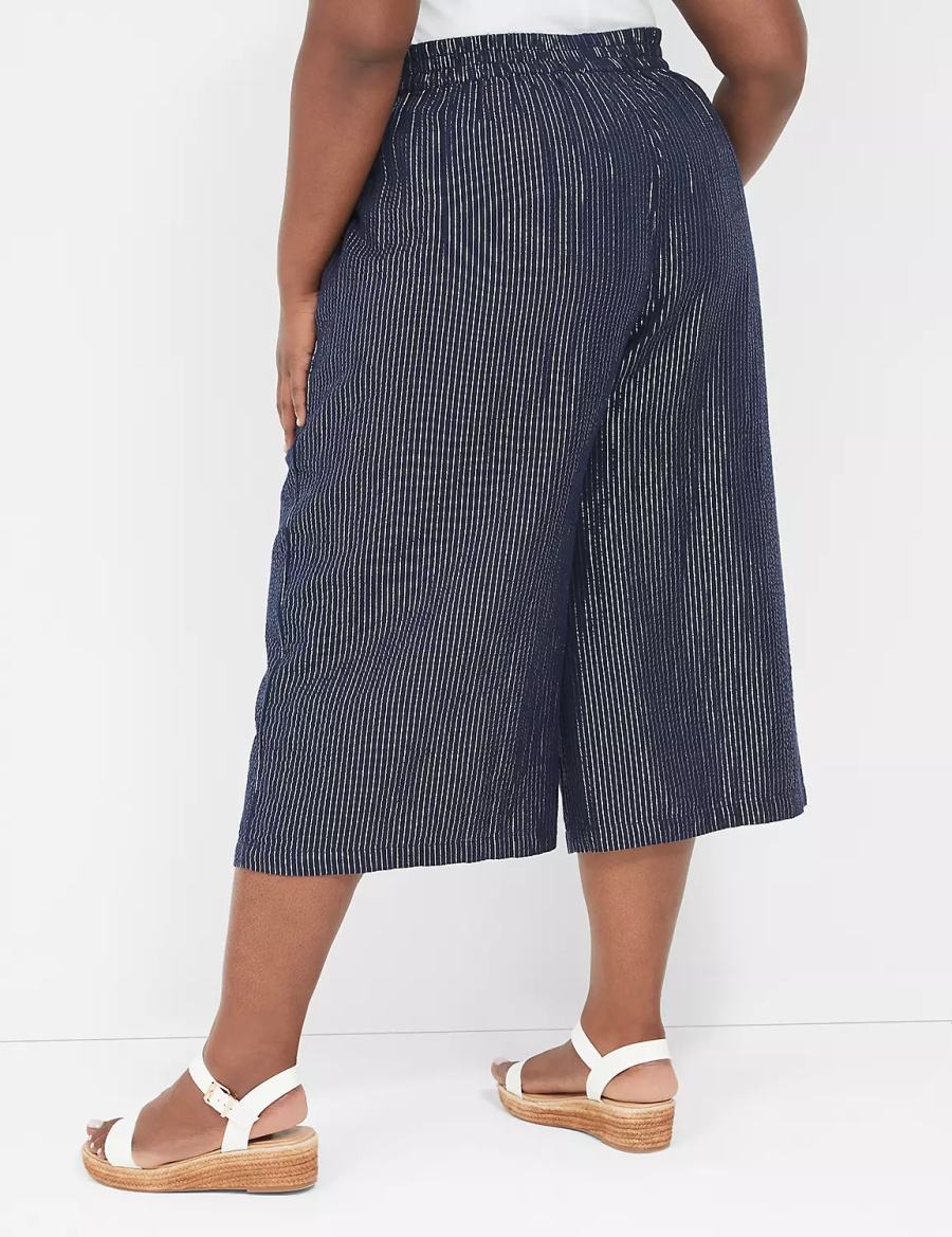 Lane Bryant Pull-On Lurex Gauze Crop Wide Leg Women Pants Blue | GRI1164NX