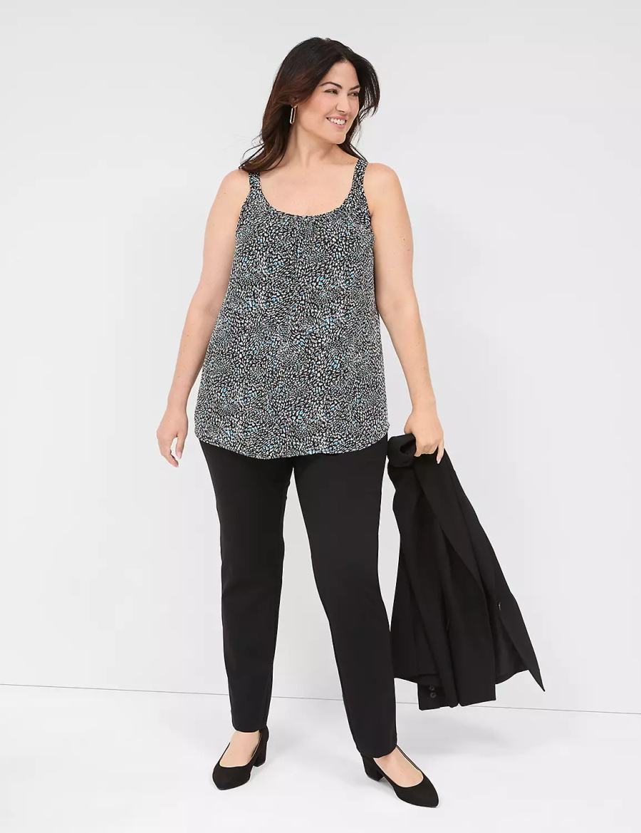 Lane Bryant Pull-On Ponte Straight Women Pants Black | MAY9180KT