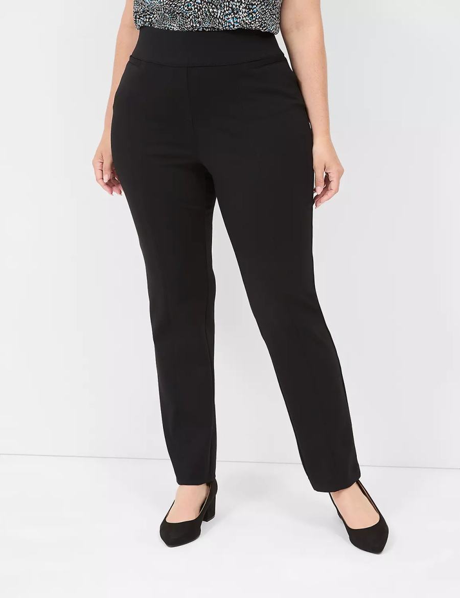 Lane Bryant Pull-On Ponte Straight Women Pants Black | MAY9180KT