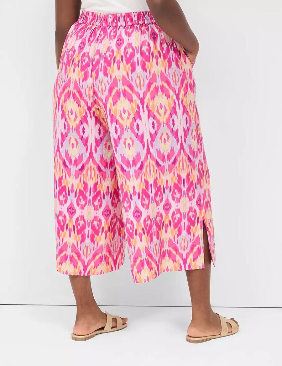 Lane Bryant Pull-On Side-Slit Crop Women Pants Pink | ROG547YF