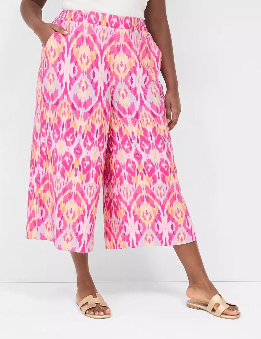 Lane Bryant Pull-On Side-Slit Crop Women Pants Pink | ROG547YF