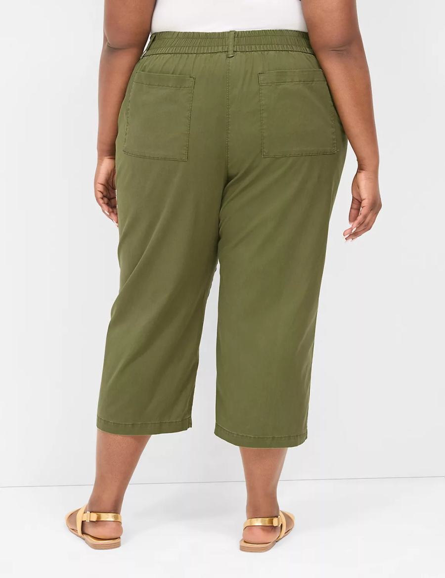 Lane Bryant Pull-On Soft Twill Capri Women Pants Green | EVS5773WV