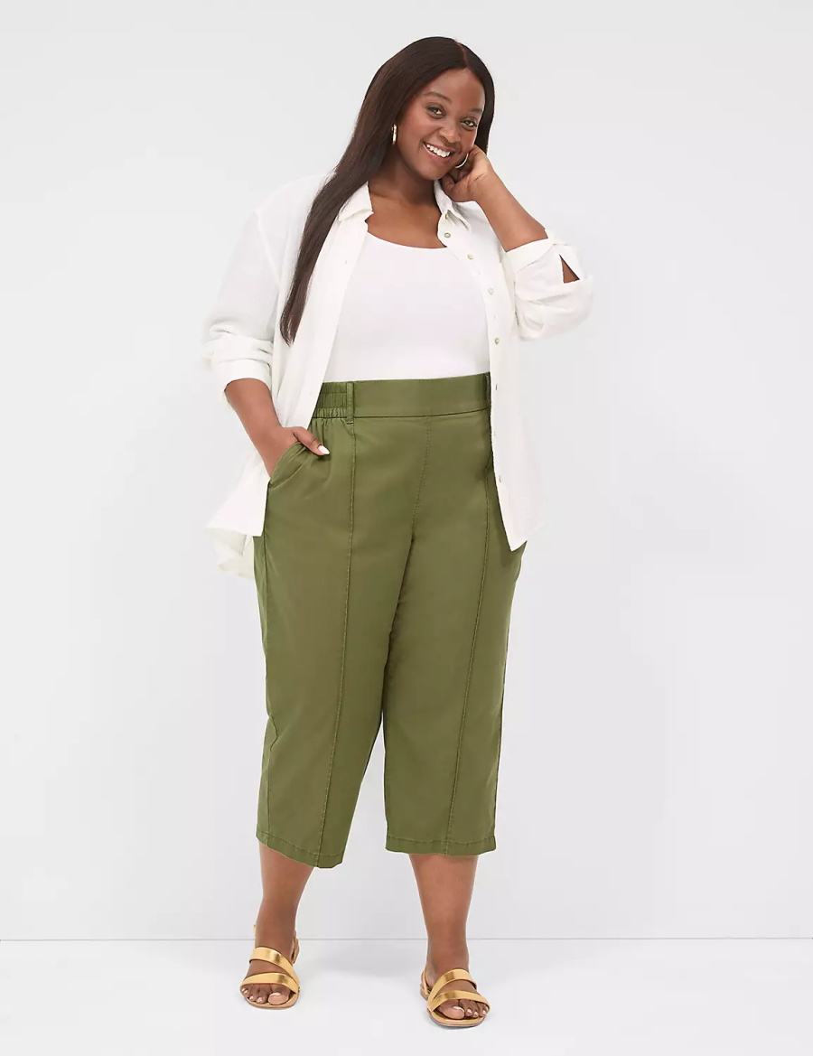 Lane Bryant Pull-On Soft Twill Capri Women Pants Green | EVS5773WV