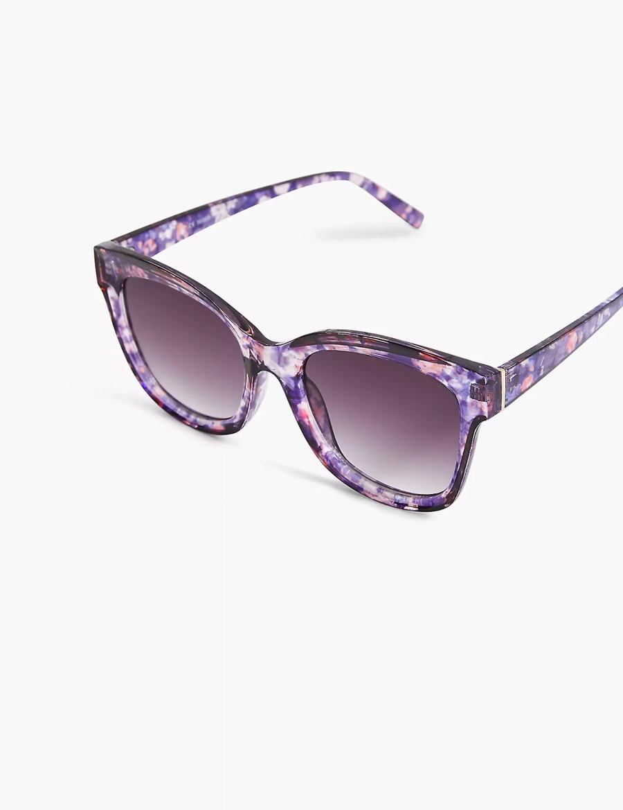 Lane Bryant Purple Floral Cateye Women Sunglasses Purple Multicolor | NUL7512WO