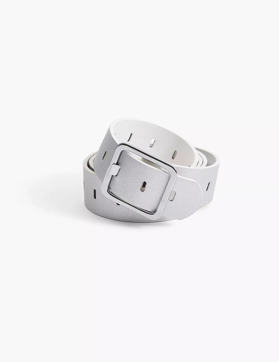 Lane Bryant Rectangle-Buckle Reversible Women Belts White | QYU3848FJ