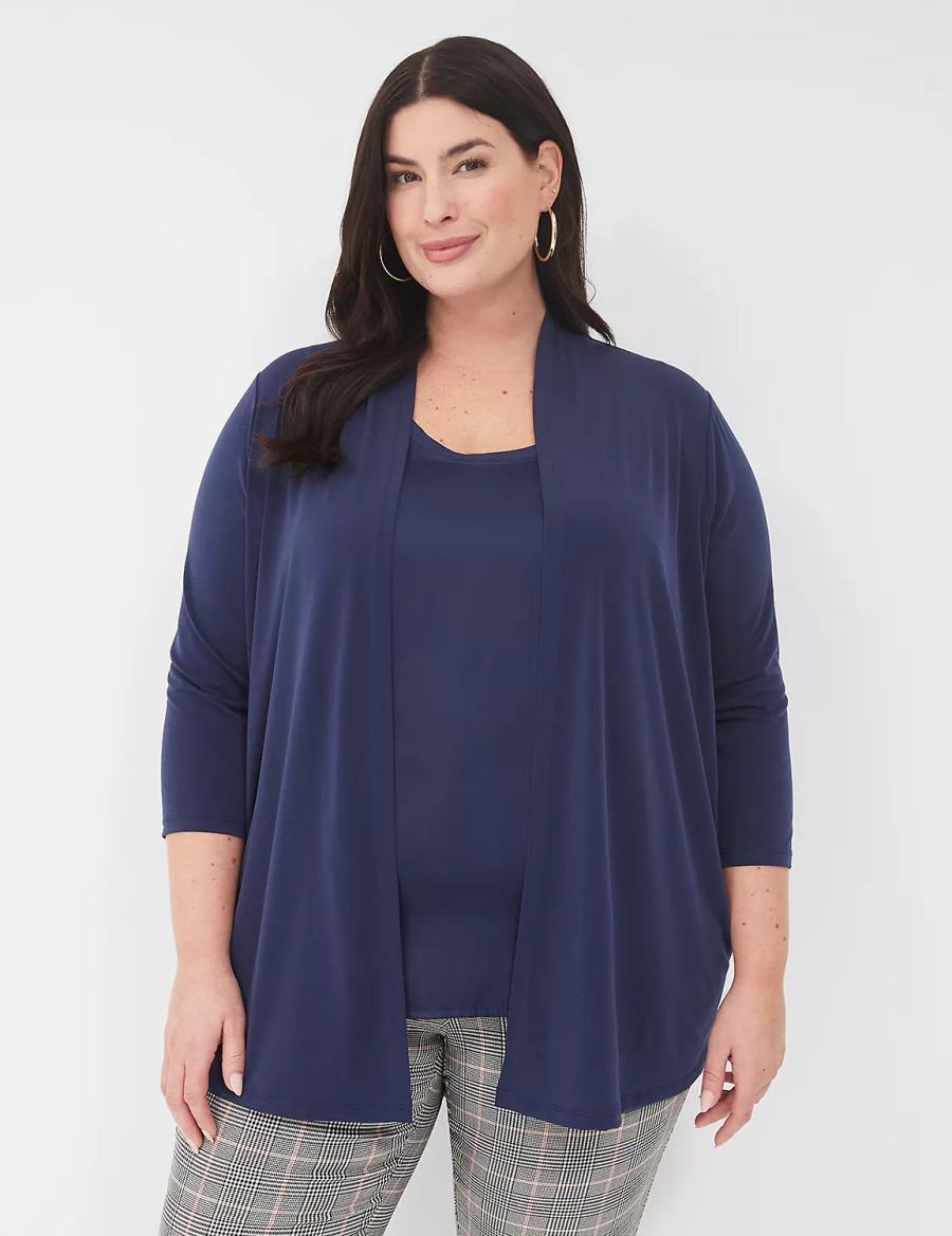 Lane Bryant Relaxed 3/4-Sleeve Overpiece Women Robe Blue | NWY2338SU