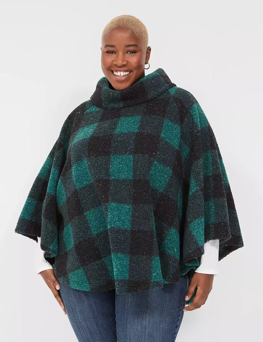 Lane Bryant Relaxed Cowlneck Pullover Poncho Women Pullover Green | KXU5766LD