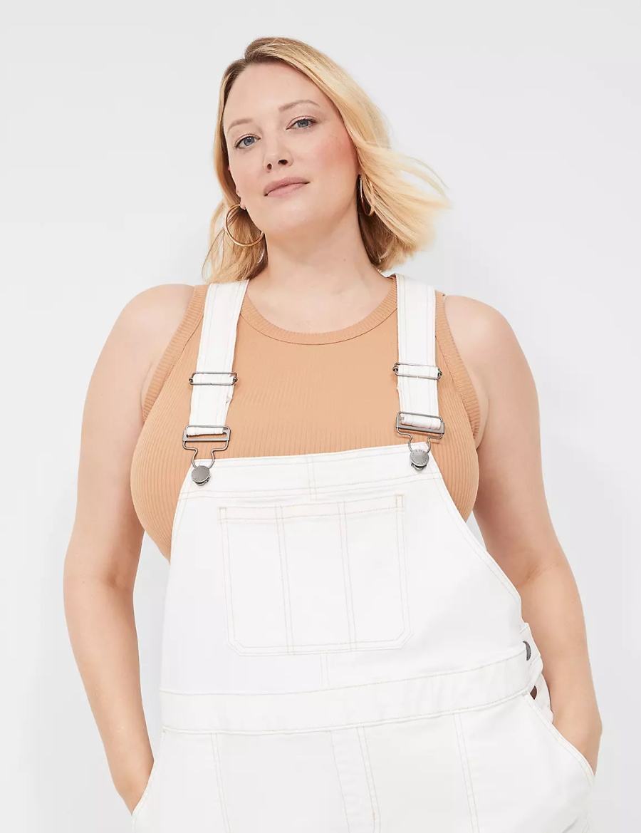 Lane Bryant Relaxed Denim Women Overall White | CHI7199TI