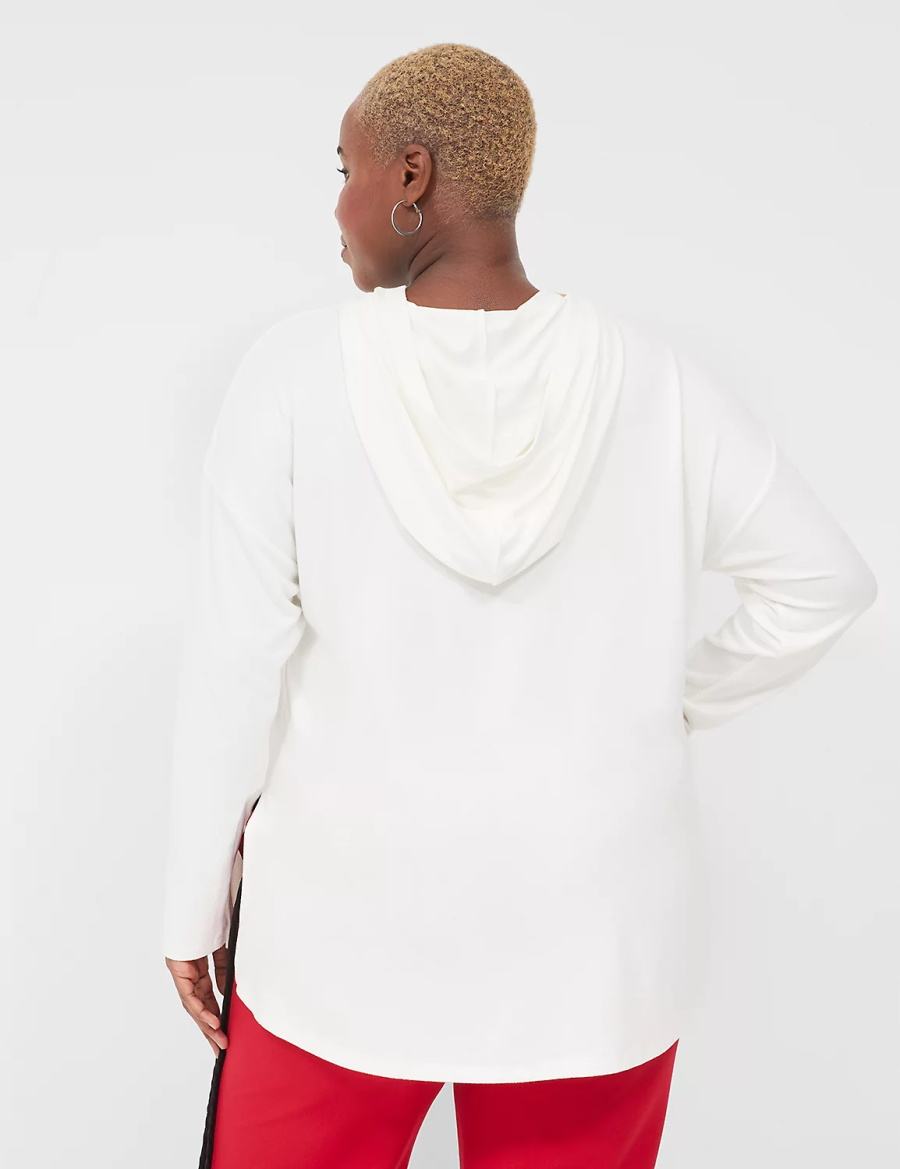 Lane Bryant Relaxed Love More Graphic Women Hoodie White | LAX578FN