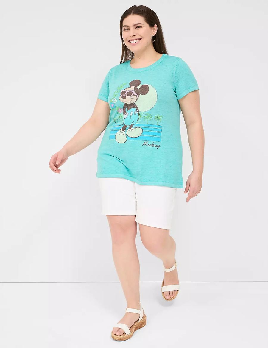 Lane Bryant Rhinestone Mickey Graphic Tee Women T Shirts Green | ZPU7312KQ