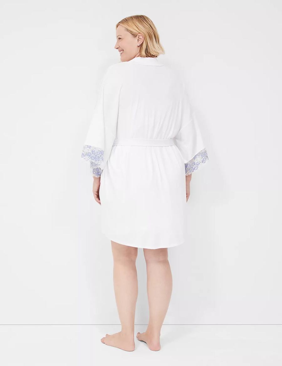 Lane Bryant Romance Lace-Trim Women Robe White | YME6334YI