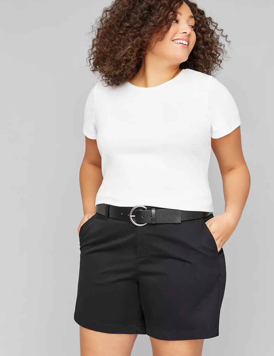 Lane Bryant Round Buckle Women Belts Black | AJM5924KE