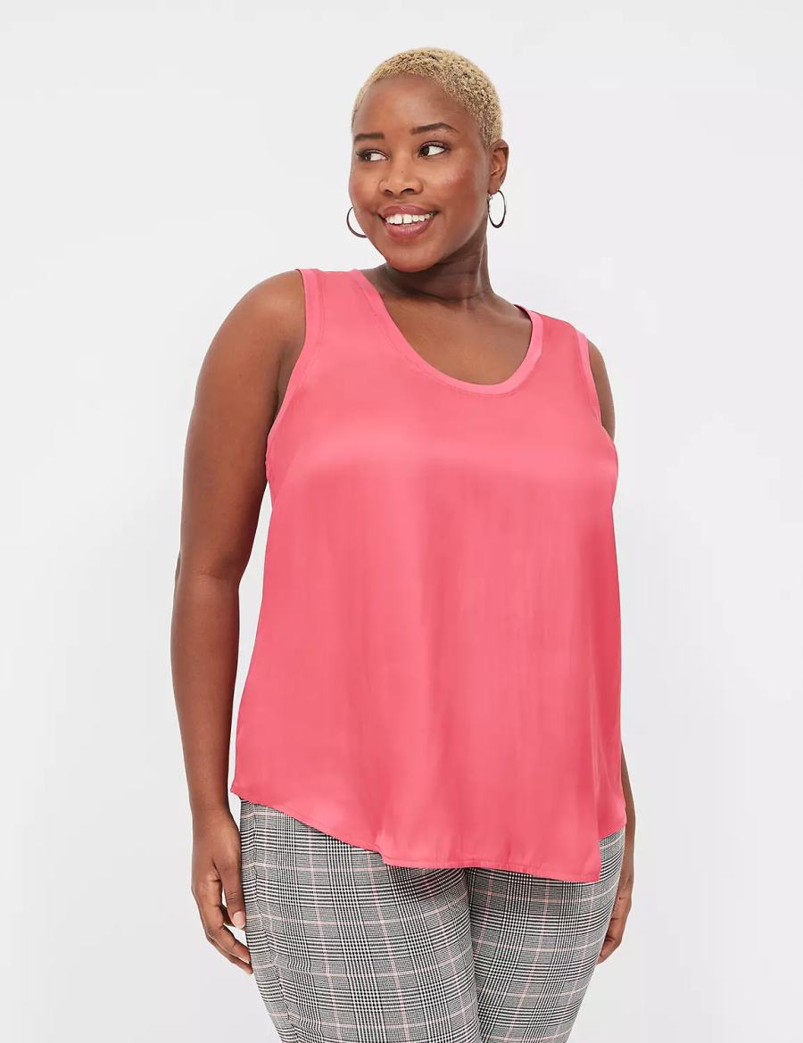 Lane Bryant Satin & Matte Jersey Women Tank Top Pink | XBB7963WX