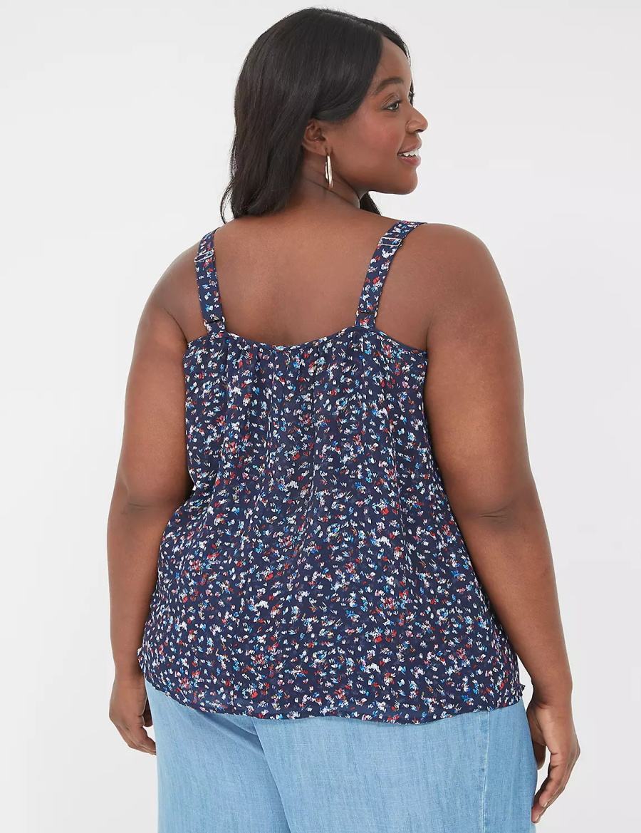 Lane Bryant Scoop-Neck Cami Women Tank Top Dark Blue | GZY1183BE