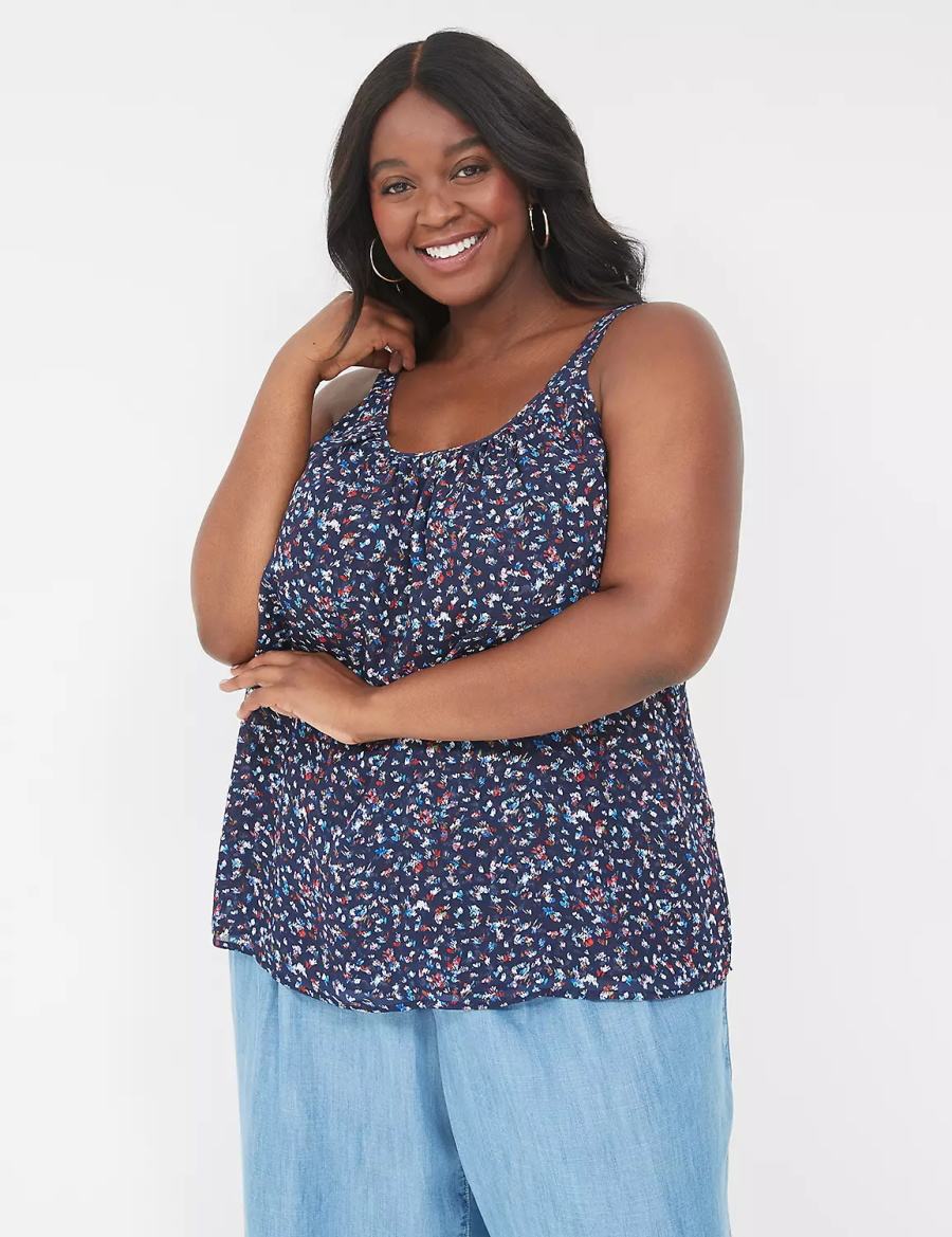 Lane Bryant Scoop-Neck Cami Women Tank Top Dark Blue | GZY1183BE