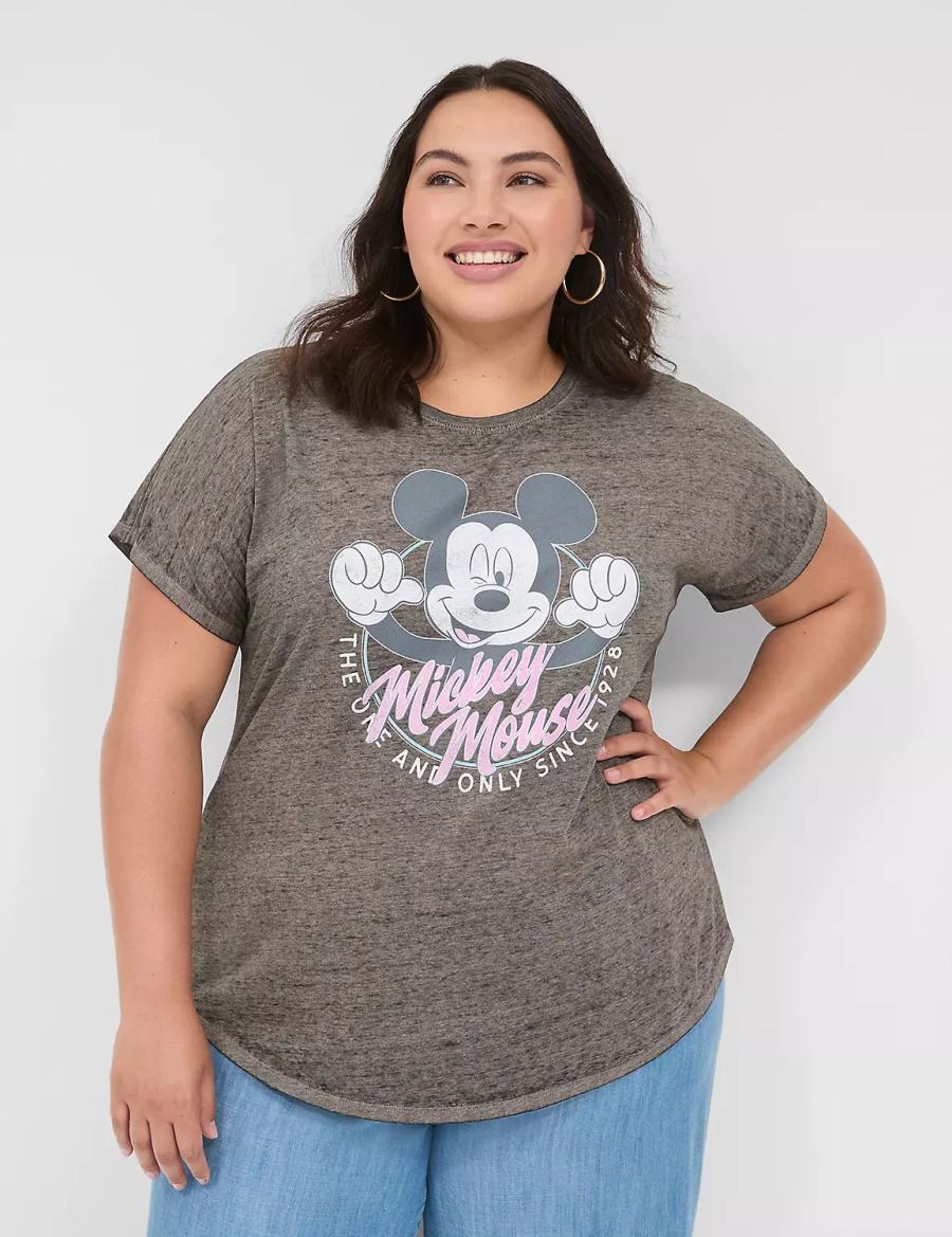 Lane Bryant Scoop-Neck Mickey Graphic Tee Women T Shirts Grey | ASH5480CS