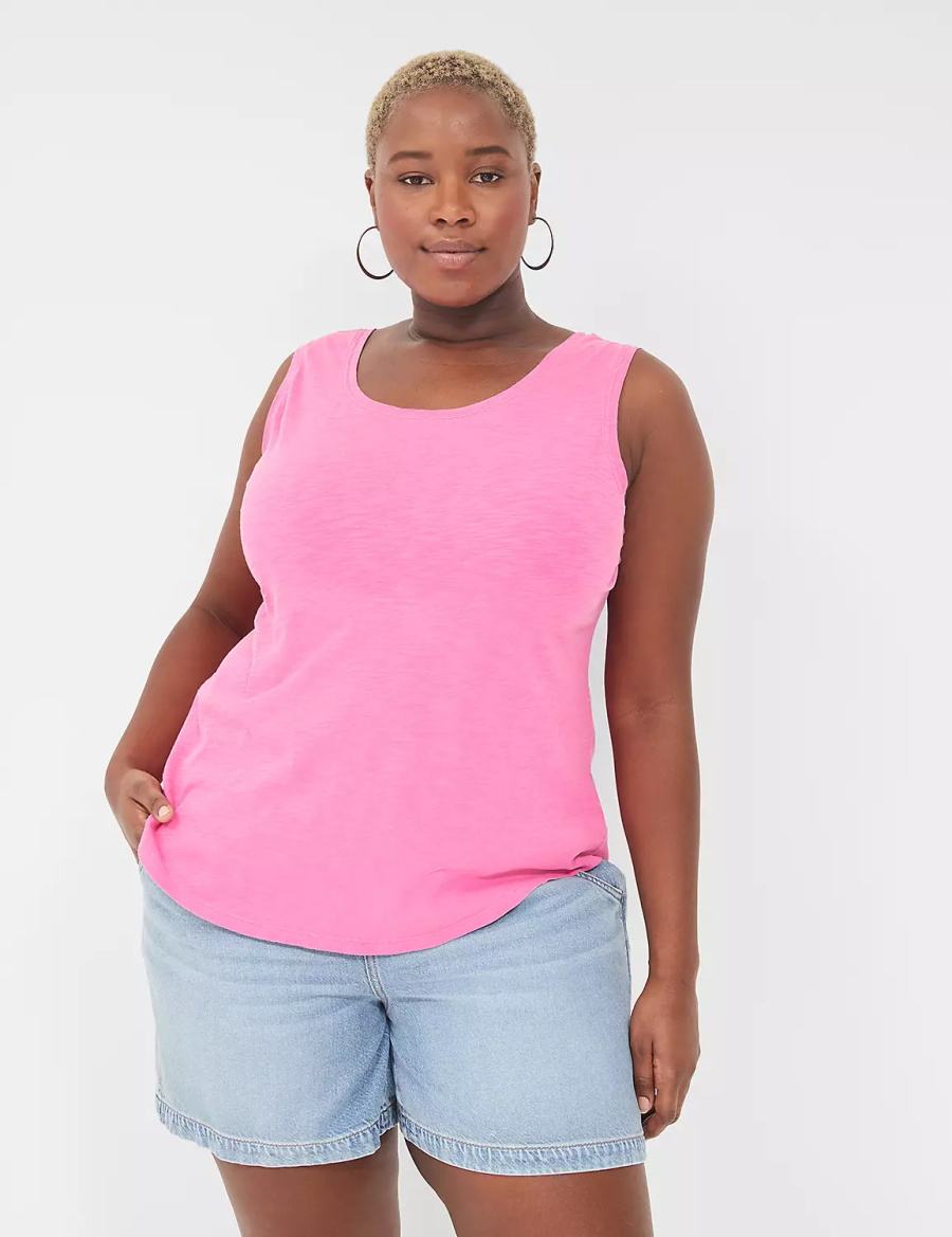 Lane Bryant Scoop-Neck Women Tank Top Pink | FRJ3289FB