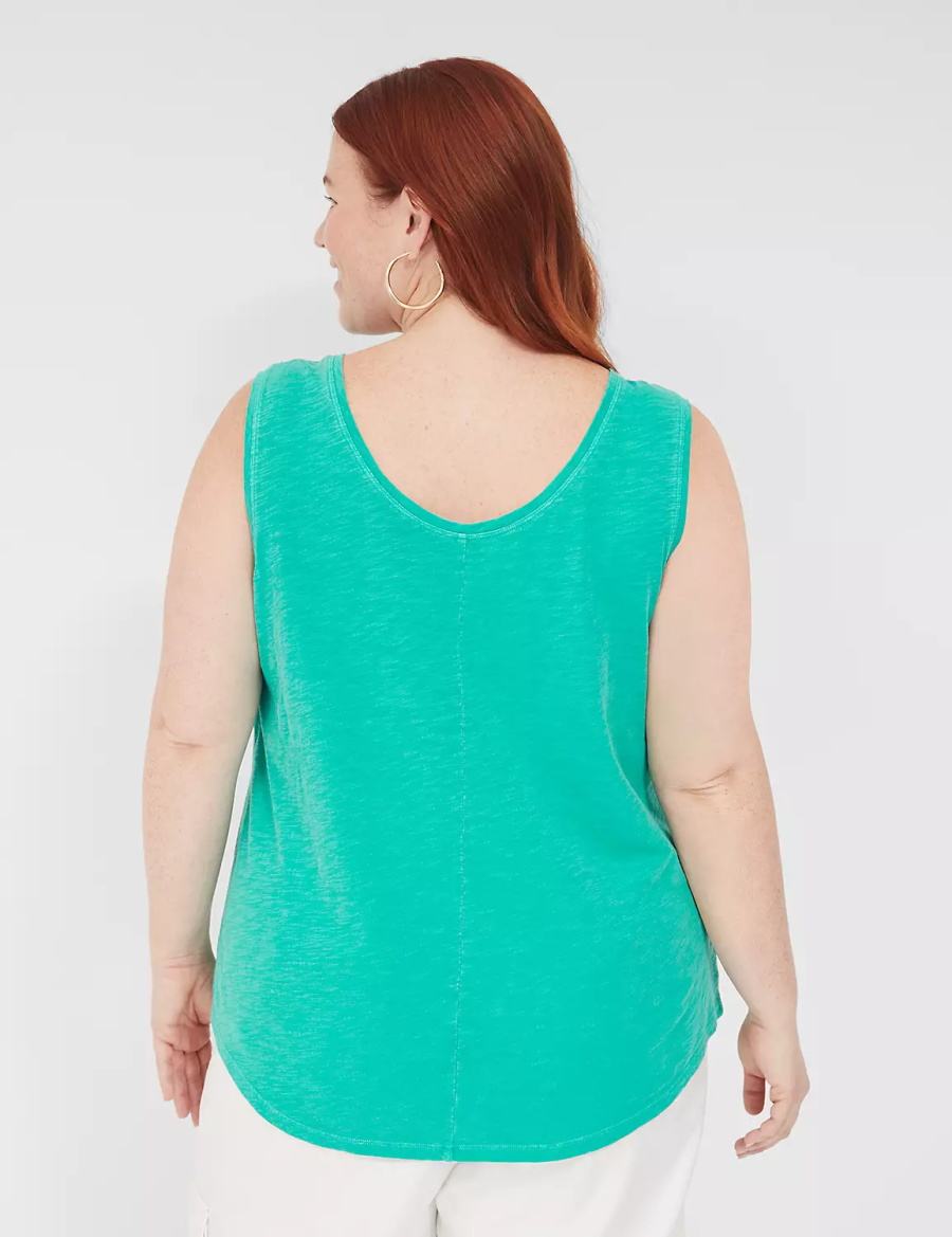 Lane Bryant Scoop-Neck Women Tank Top Turquoise | RPT1259IX