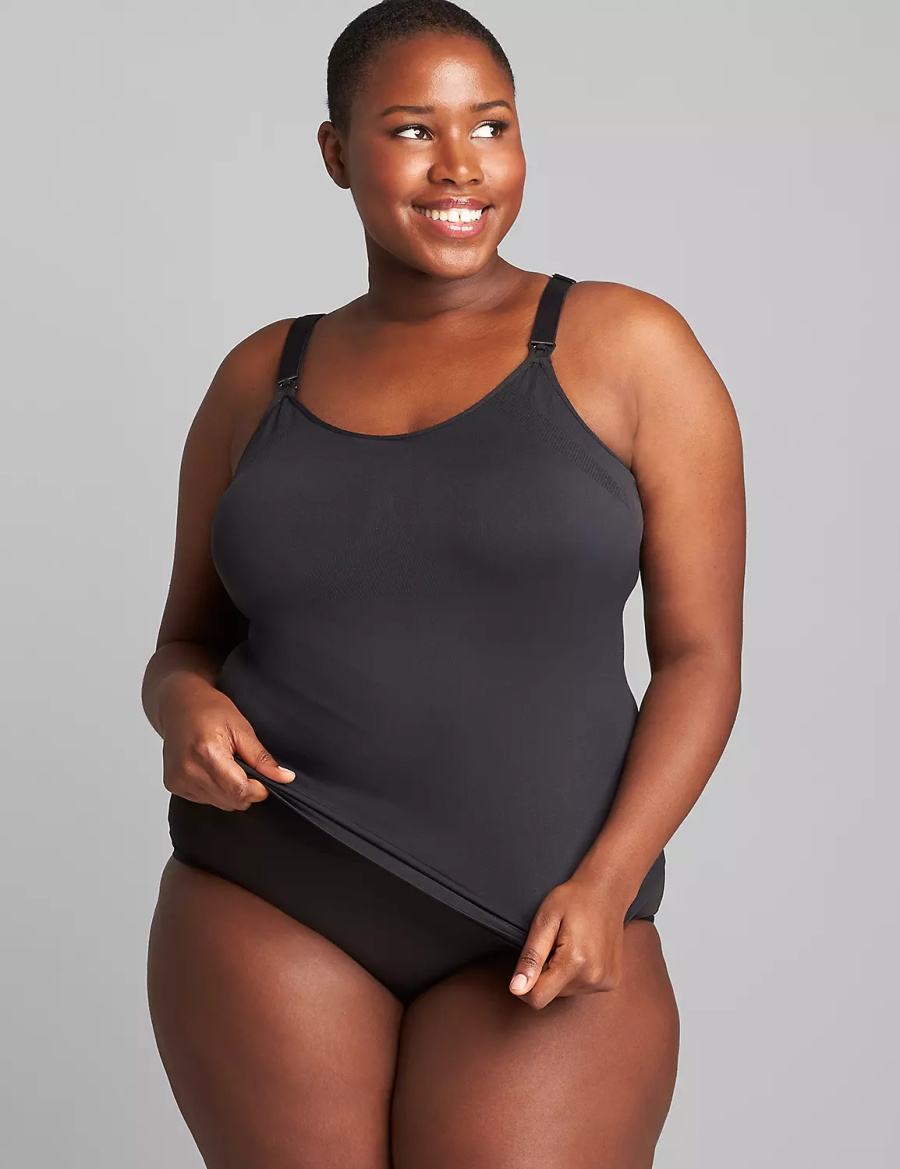 Lane Bryant Seamless Nursing Cami Women Bralettes Black | OZA1751EX