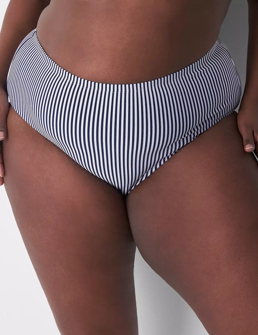 Lane Bryant Seersucker Swim Women Briefs Blue | AGS341EV