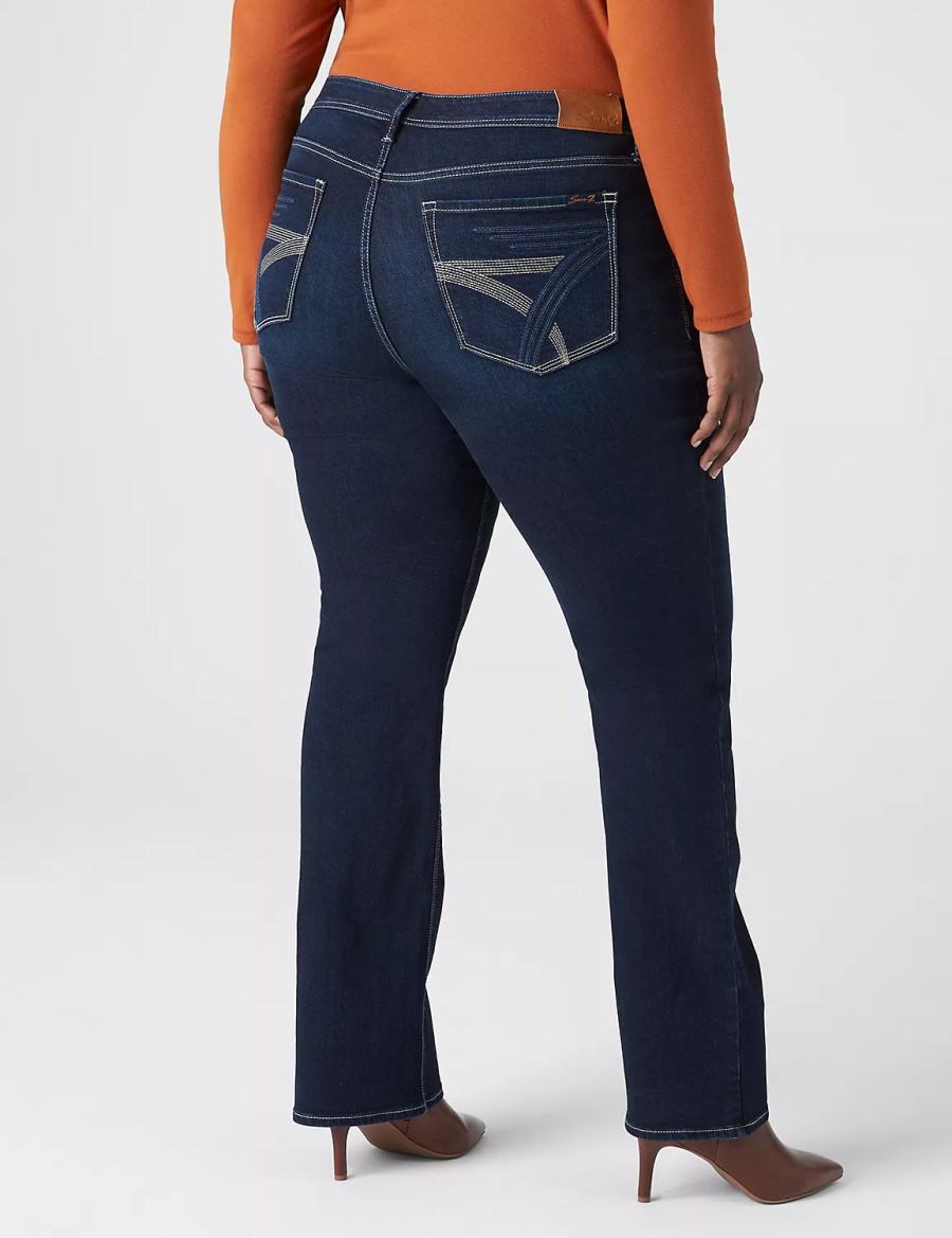 Lane Bryant Seven7 Boot With Back Pocket Embroidery Women Jeans Dark Blue | WQE8370VT