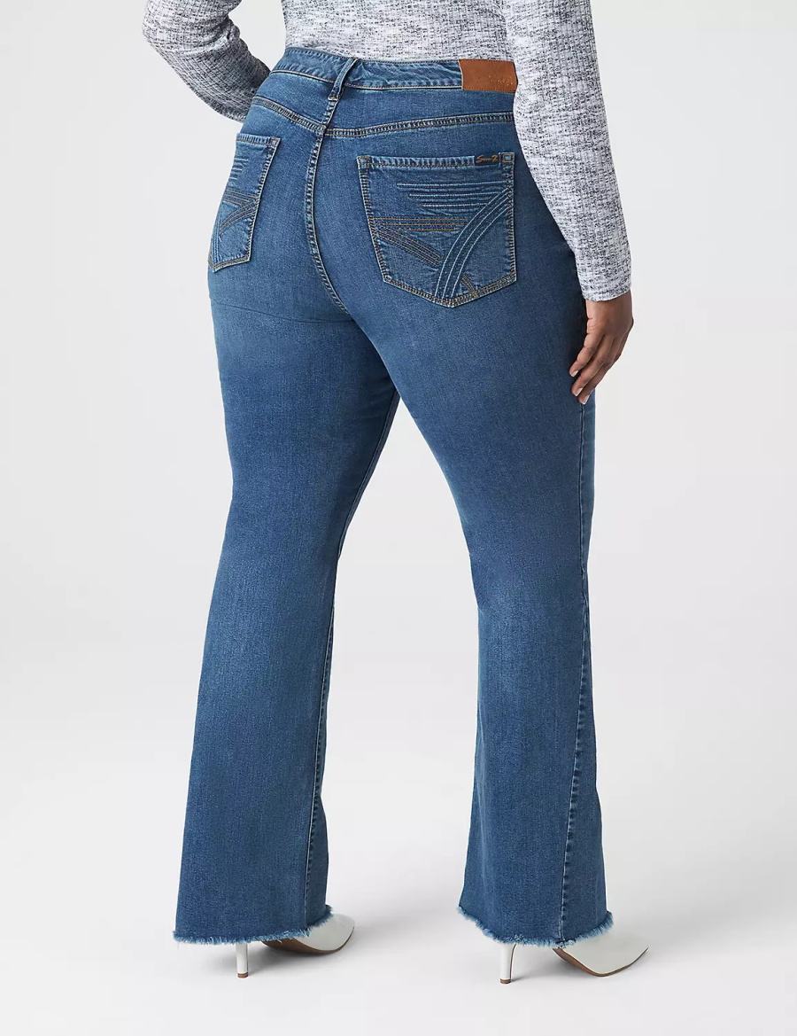 Lane Bryant Seven7 High-Rise Flare With Raw Hem Women Jeans Blue | LLU4612JW