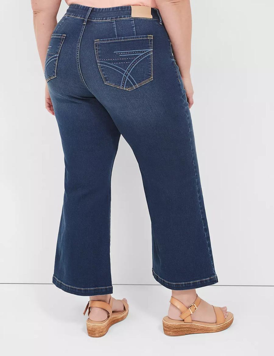 Lane Bryant Seven7 Pull-On Weekender Cropped With Embellished Pockets Women Jeans Dark Blue | XMW2131HU