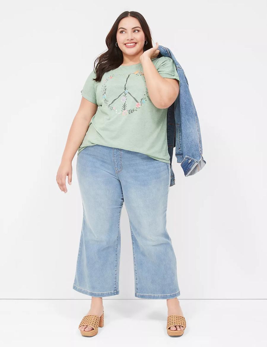 Lane Bryant Seven7 Pull-On Weekender Cropped Women Jeans Blue | AUA1024SP