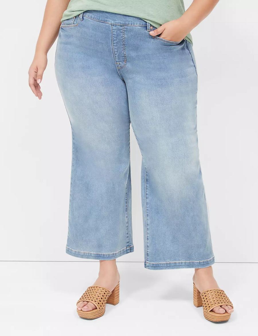 Lane Bryant Seven7 Pull-On Weekender Cropped Women Jeans Blue | AUA1024SP