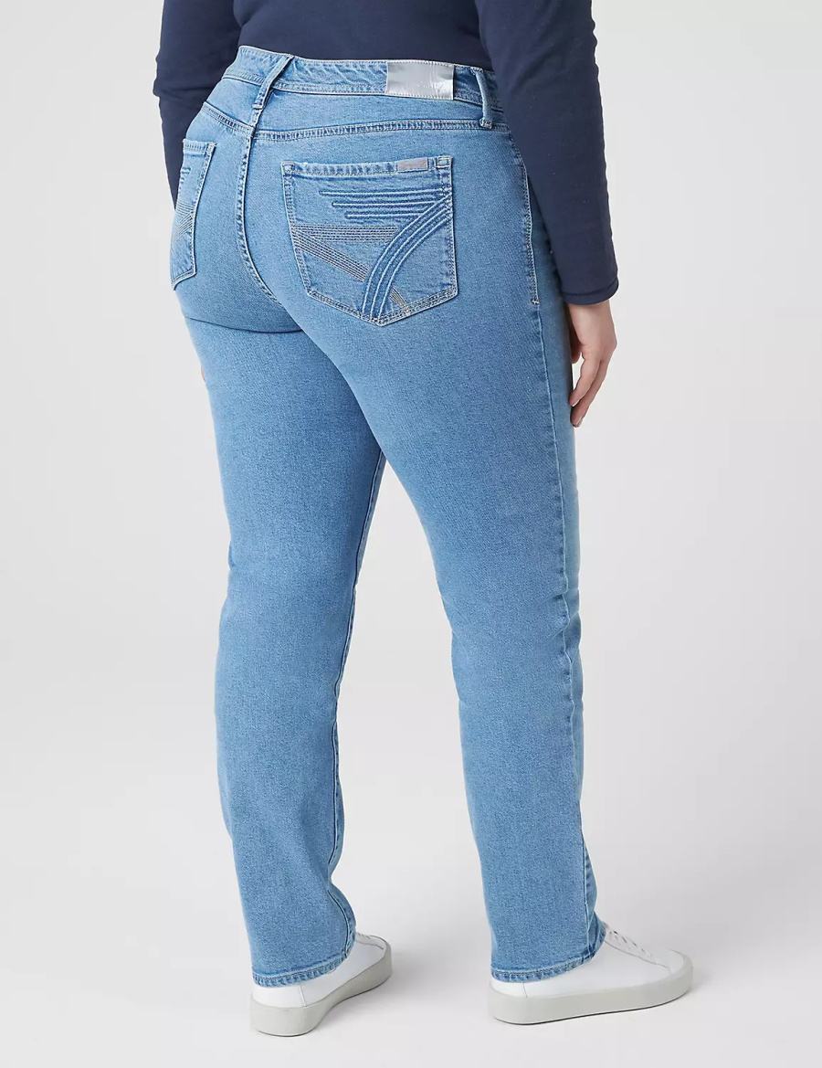 Lane Bryant Seven7 Straight With Back Pocket Embroidery Women Jeans Light Blue | ZIR695HI