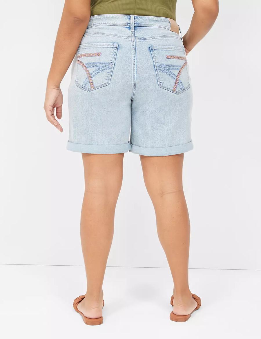 Lane Bryant Seven7 Weekender Jean With Colorful Stitching Women Shorts Blue | FEE3645MG