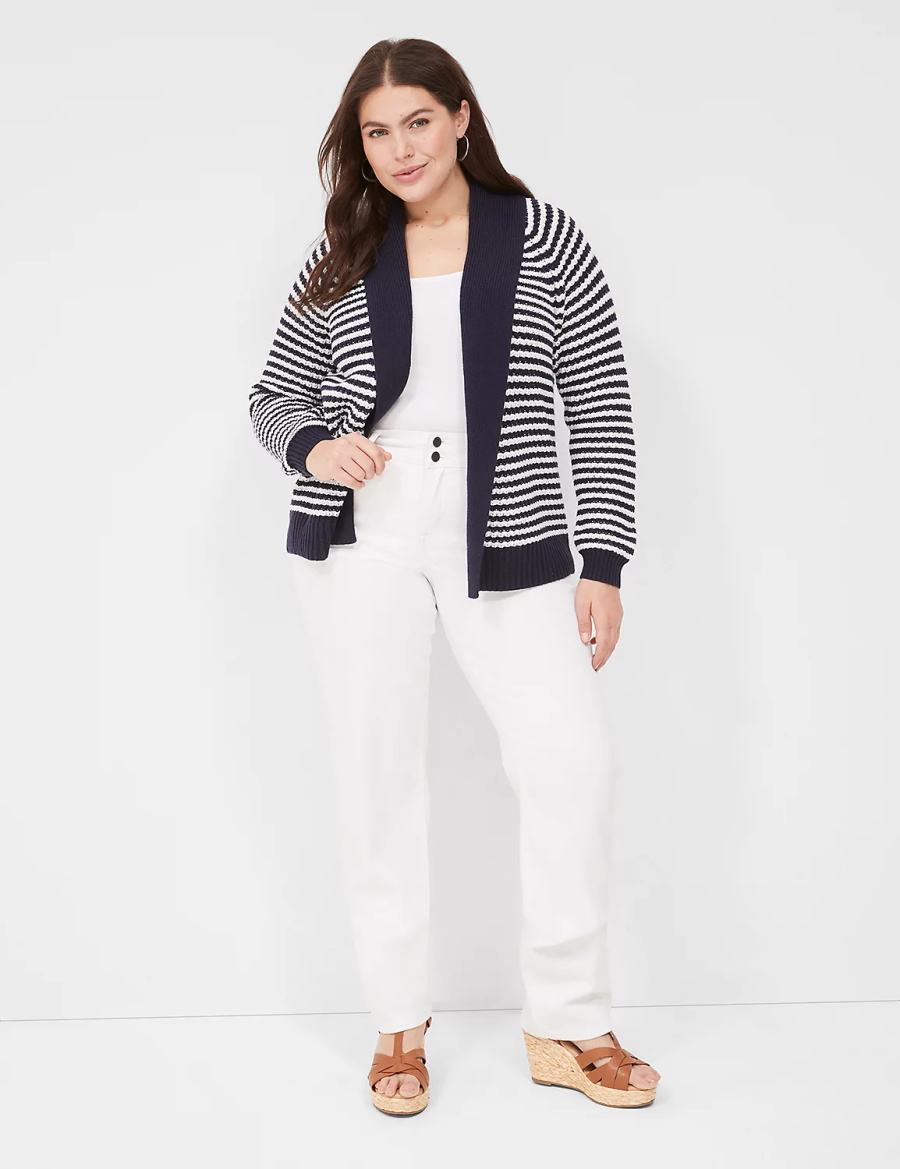 Lane Bryant Shawl Collar Women Cardigan Navy | GTW7229NK