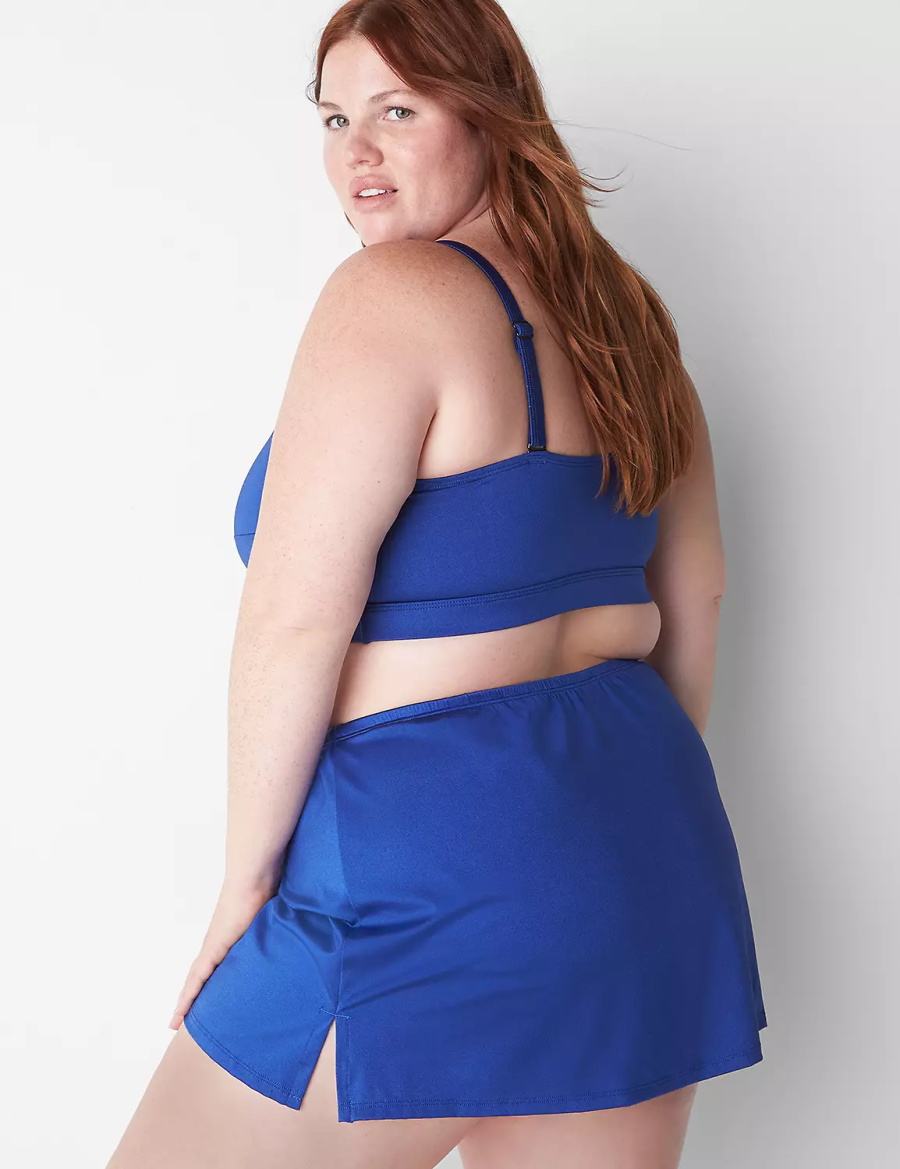 Lane Bryant Shimmer Slitted Swim Women Skirts Blue | THO1999GF