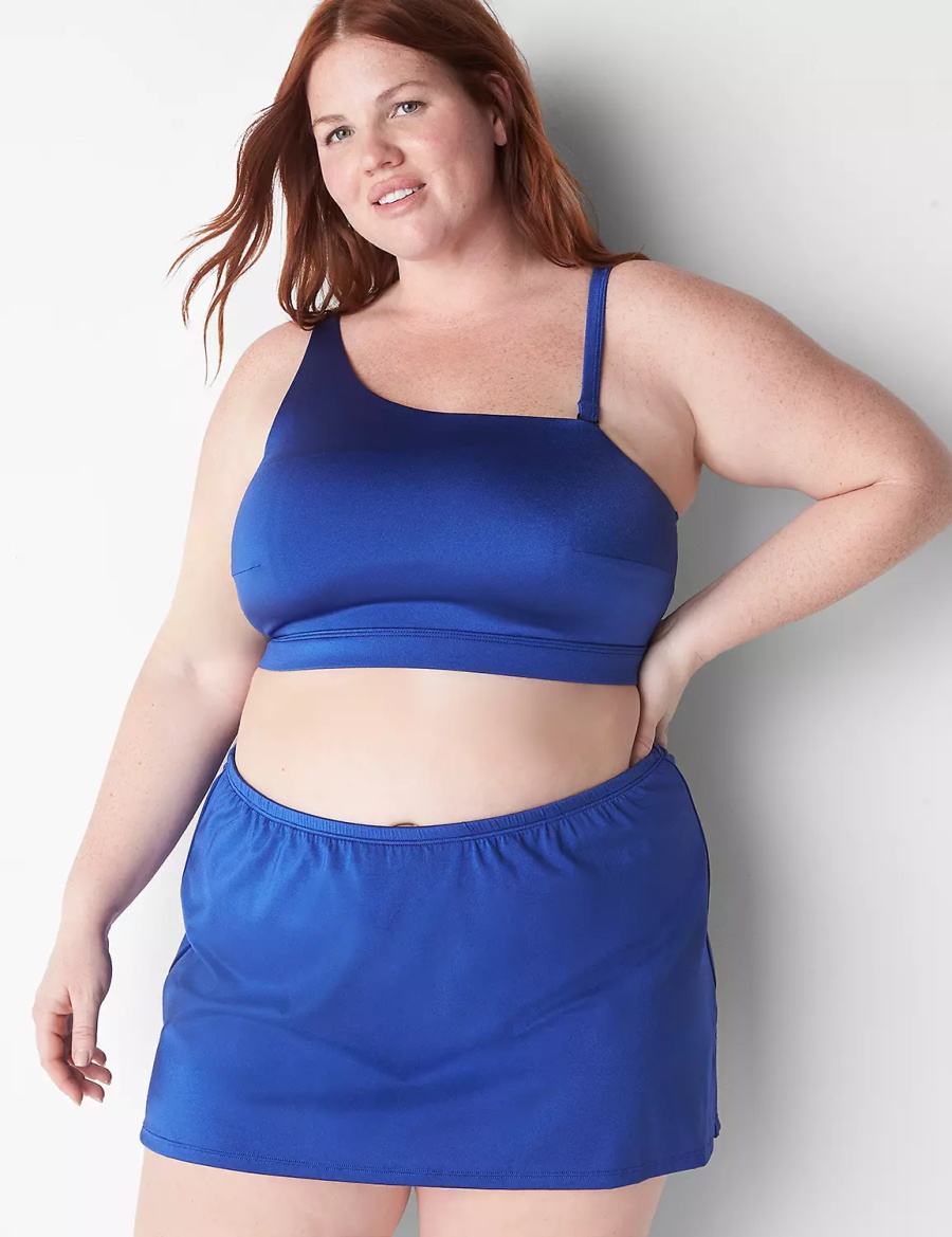 Lane Bryant Shimmer Slitted Swim Women Skirts Blue | THO1999GF