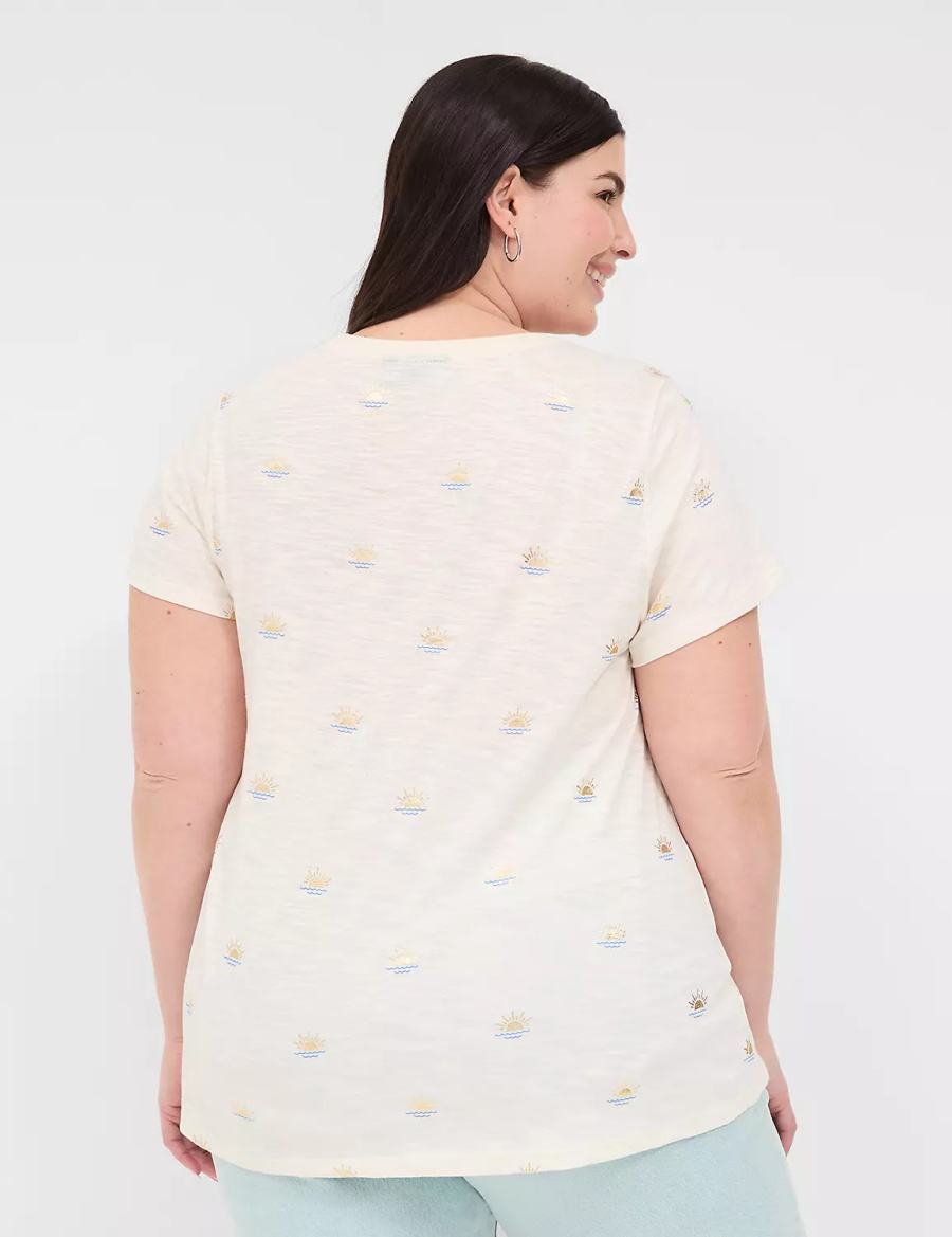 Lane Bryant Shimmer Sunshine Graphic Tee Women T Shirts White | LSO7136YP