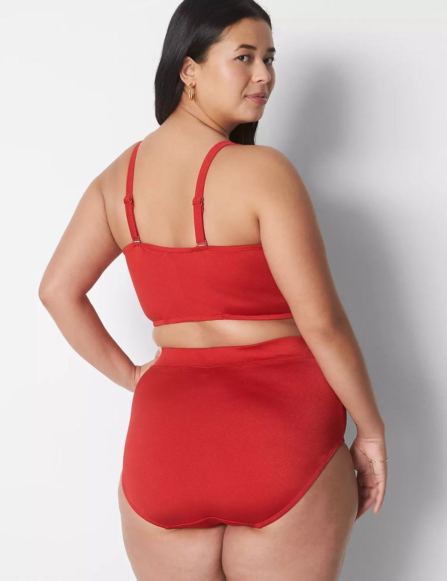 Lane Bryant Shimmer Swim Women Briefs Red | BEZ406SD