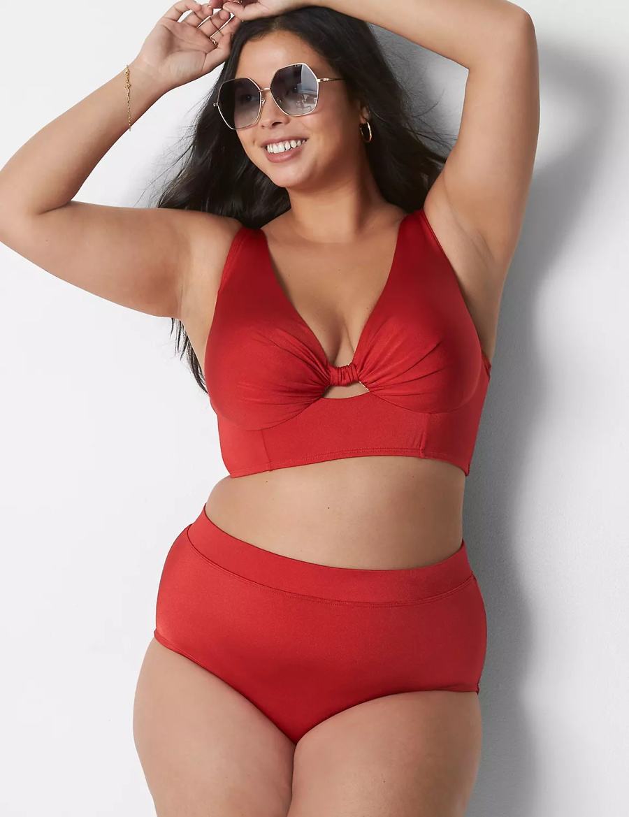 Lane Bryant Shimmer Swim Women Briefs Red | BEZ406SD