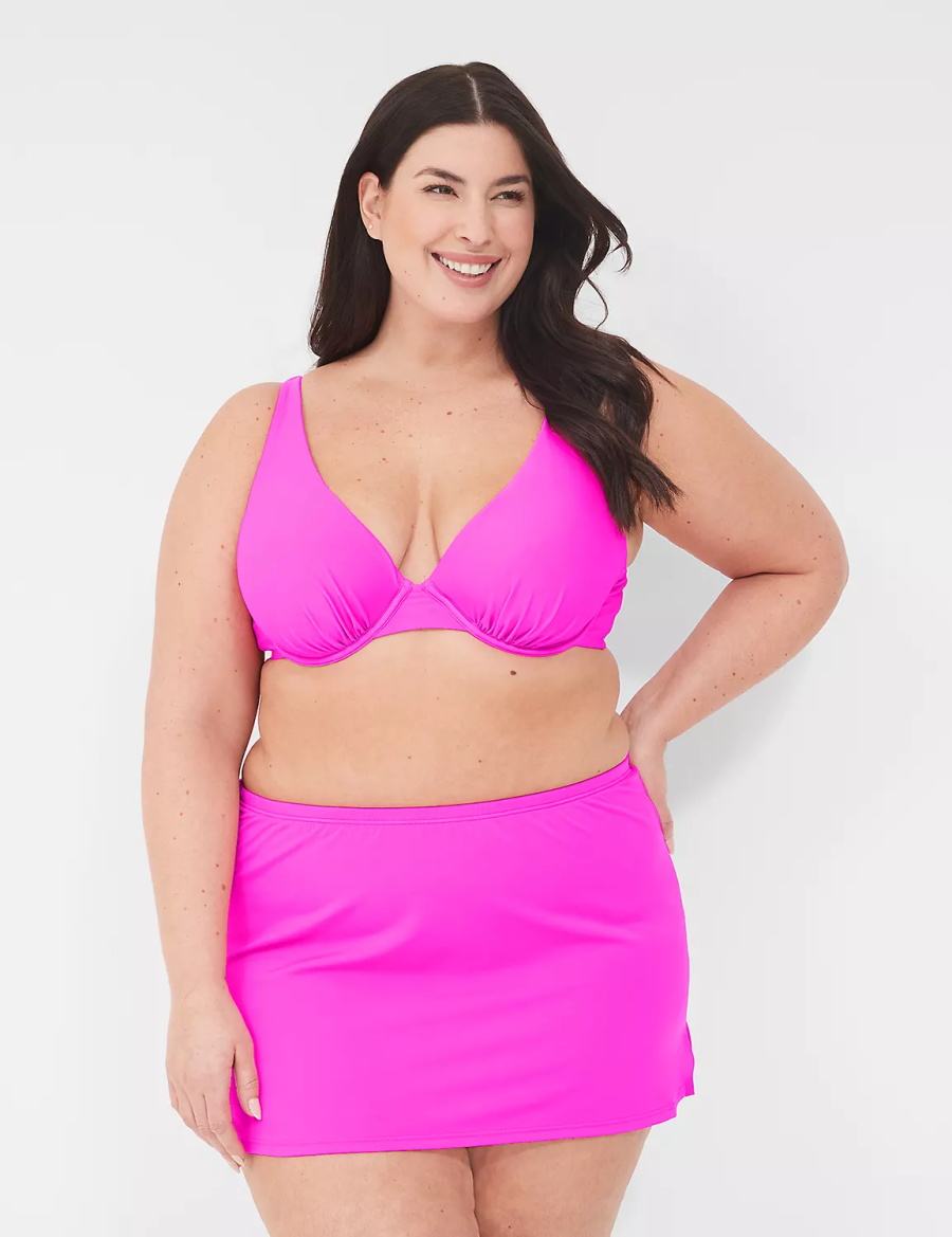 Lane Bryant Side Slit Swim Women Skirts Pink | JJO3962BI