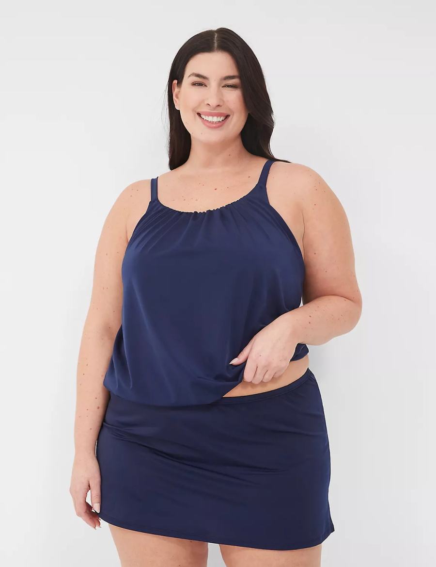 Lane Bryant Side Slit Swim Women Skirts Blue | SGO4197TX