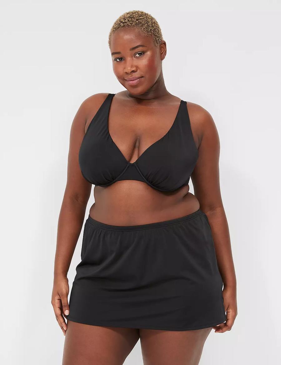 Lane Bryant Side Slit Swim Women Skirts Black | DWY334TU